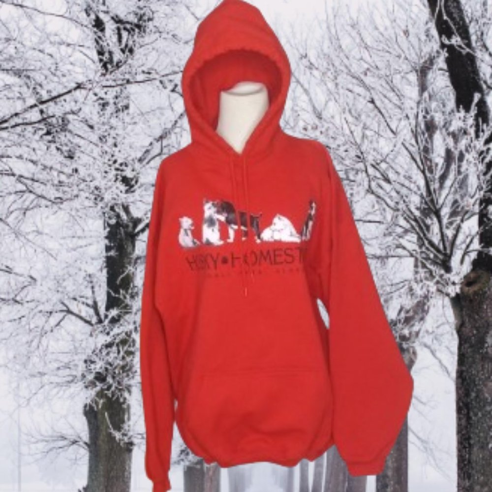 Gildan Heavy weight  Hoodie Husky Homestead Denali Park Alaska  sz 2XL red dogs